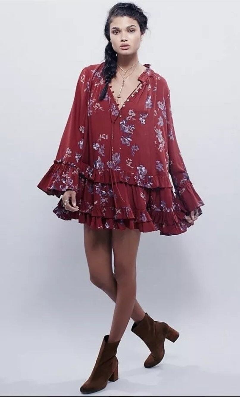 Free People clover field floral tunic dress small